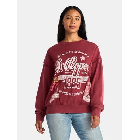 Dr. Pepper Women's Seamed Graphic Sweatshirt with Long Sleeves, Sizes XXS-XXL