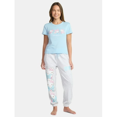 Hello Kitty Women's Tee and Pant Outfit Set, 2-Piece, Sizes XXS-XXL