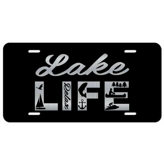 LICENSE PLATE LAKE LIFE VANITY NOVELTY TAG METAL CAR - Aluminum ( 12 inch x 6 inch )