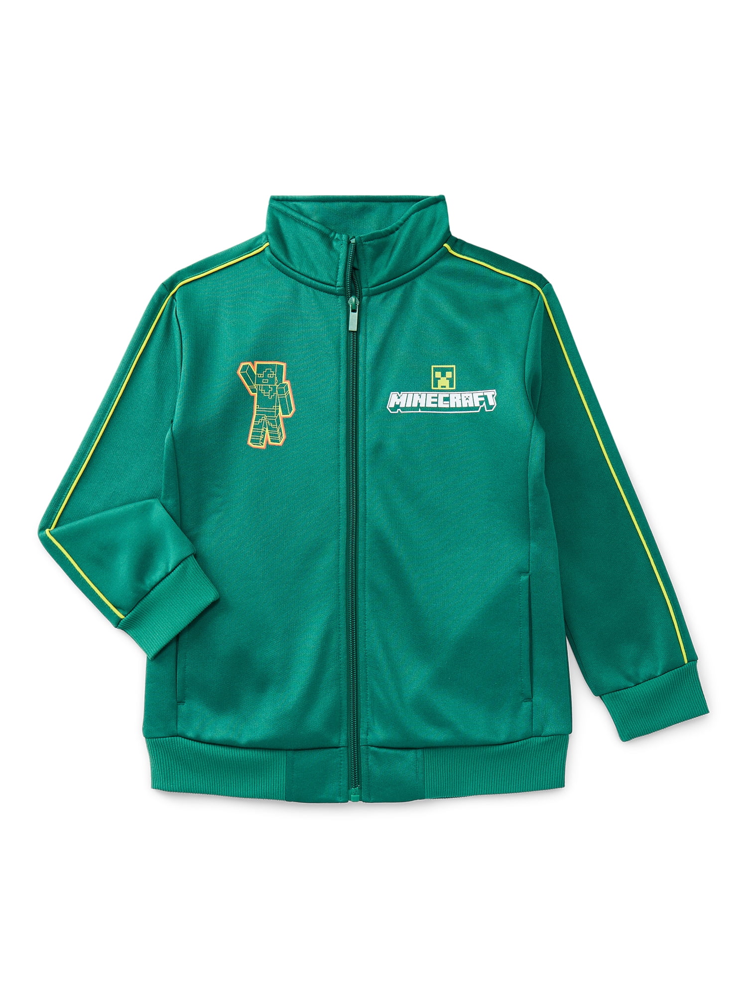 Minecraft Boys Graphic Zip Track Jacket, Midweight, Sizes 4-18