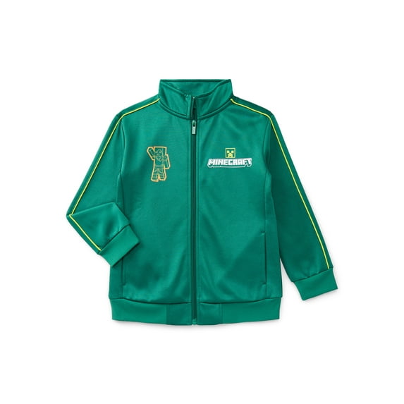 Minecraft Boys Graphic Zip Track Jacket, Midweight, Sizes 4-18