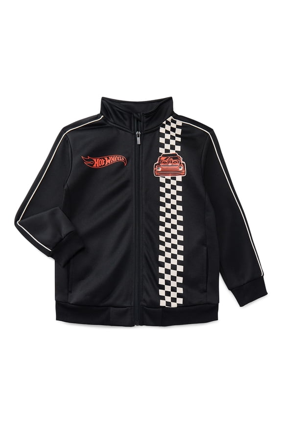 Hot Wheels Boys Graphic Zip Track Jacket, Midweight, Sizes 4-18