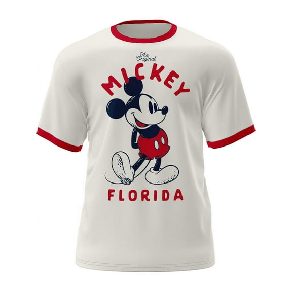 Disney Mickey Mouse Adult Ringer Tee Shirt, XS-XL (Unisex)
