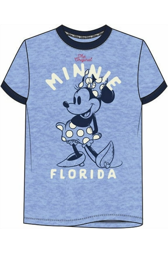 Minnie Blue Adult Ladies Ringer Tee, XS-XL