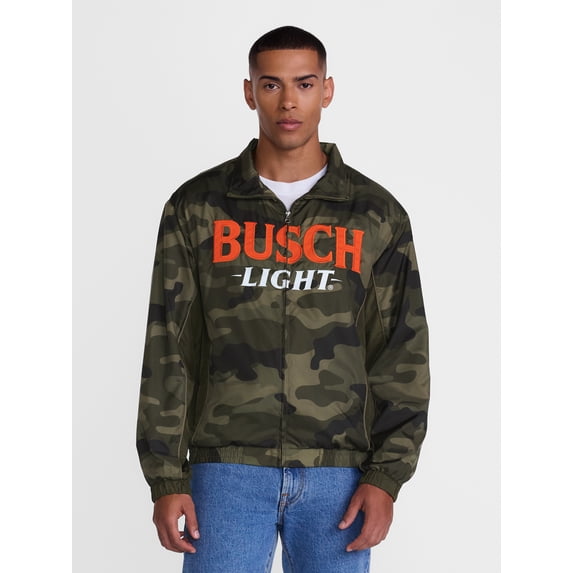 Busch Light Men's and Big Men's Graphic Windbreaker Jacket with Long Sleeves, Sizes S-3XL