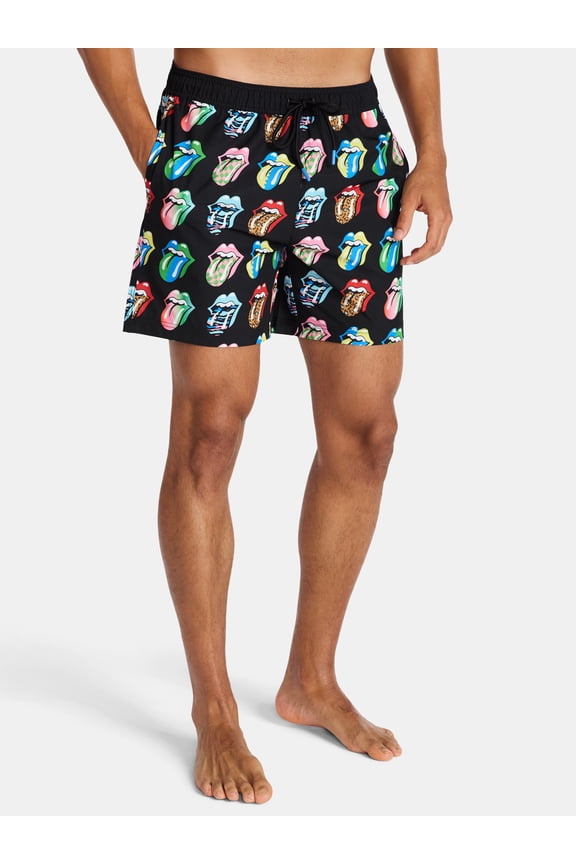 Rolling Stones Men’s Allover Print Swim Shorts, Size XL