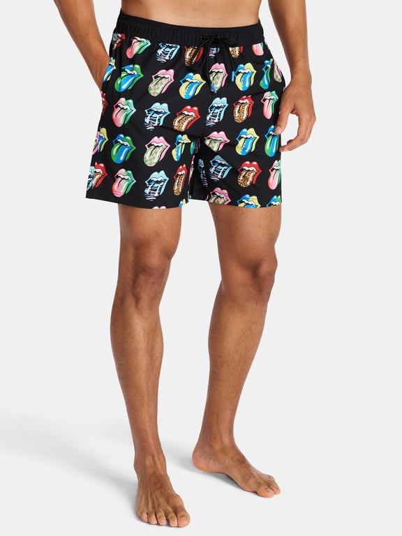 Rolling Stones Men’s Allover Print Swim Shorts, Size L