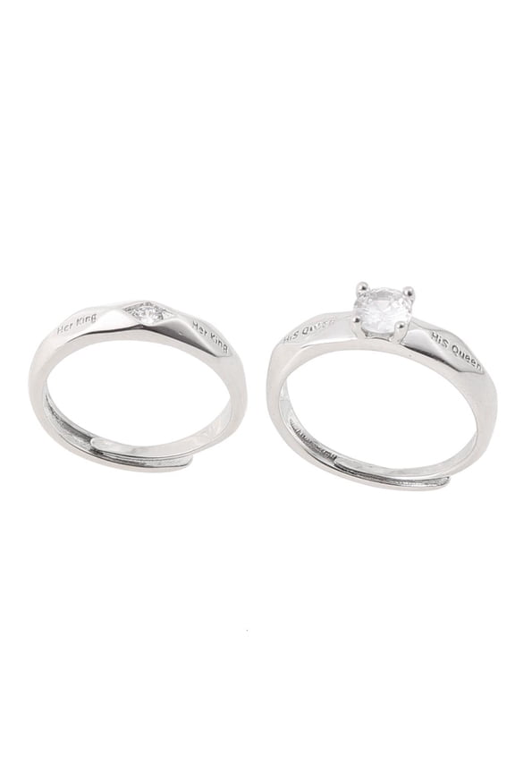 O 1 Pair His Queen and Her King Couple Rings Set Wedding Engagement Promise Ring