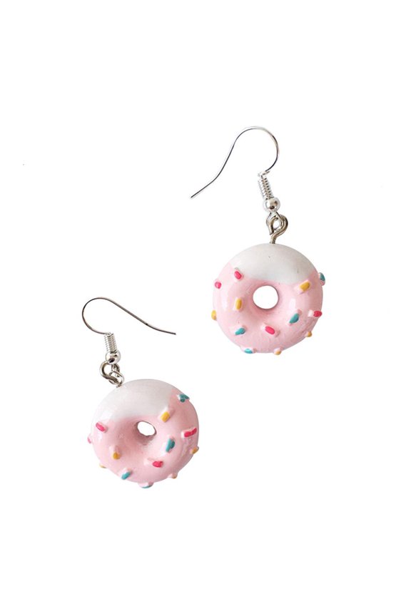 O 1 Pair for Creative Cute Mini Donut Cake Earrings Minimalism Cartoon Design Fema
