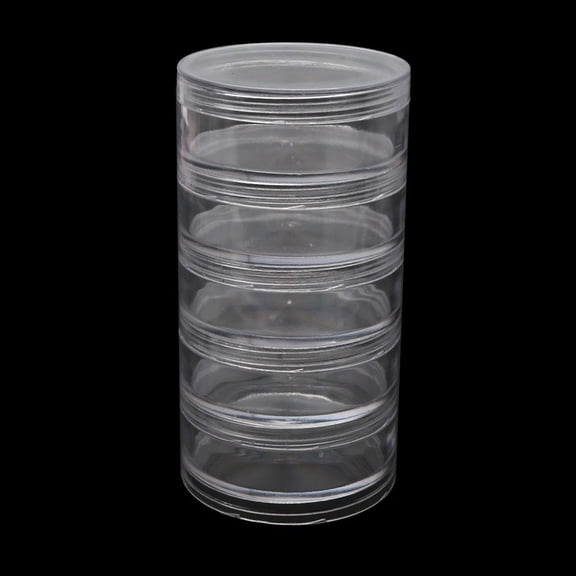 LICEWO 1 Set 5 Layer Cylinder Stackable Bead Containers Plastic Round Clear Storage Jar Box for Beads Buttons Crafts Small Item