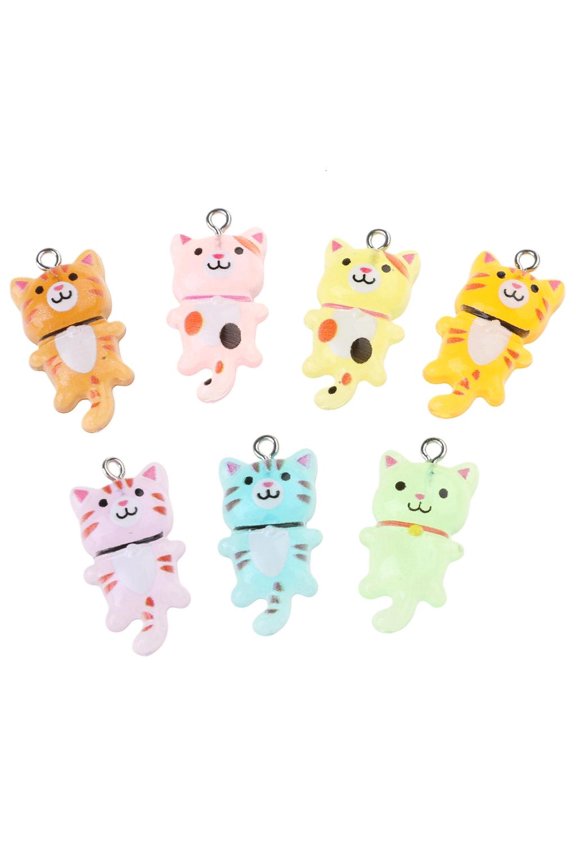 O 10Pcs Cute Kitty Charm in Resin for Crafting Necklaces Bracelets and Keychains