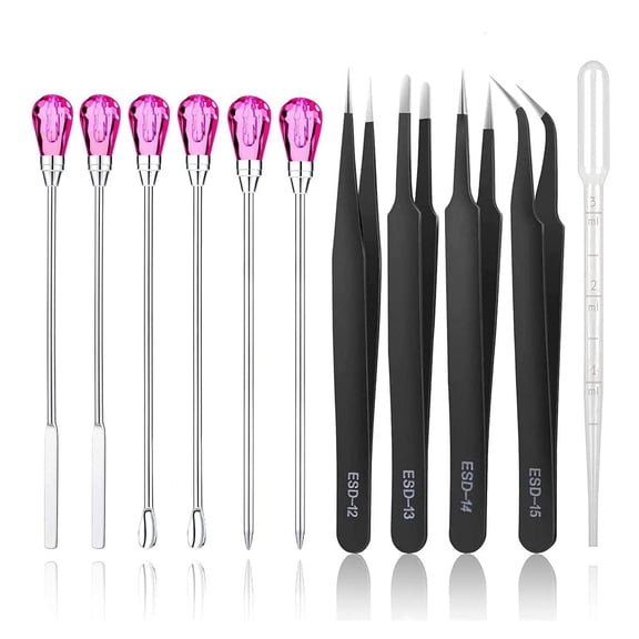 LICEWO 11Pcs Stirring Needle Spoon ESD Tweezer Precision Set Silicone Mold Tools Set