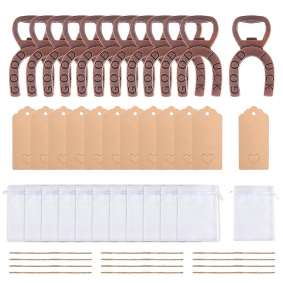 LICEWO 12PCS Metal Horseshoe Shape Bottle Opener for Wedding Celebration Bridal Shower