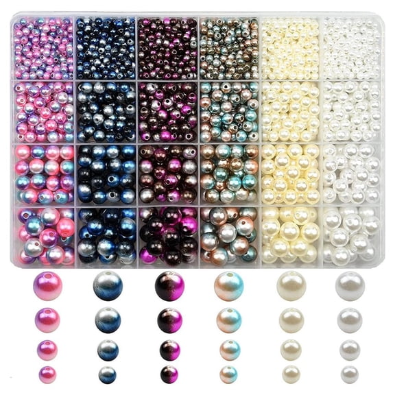 LICEWO 1890Pieces 4/6/8/10mm Changing Color Beads Earring Knitting Decors Pearl Bead