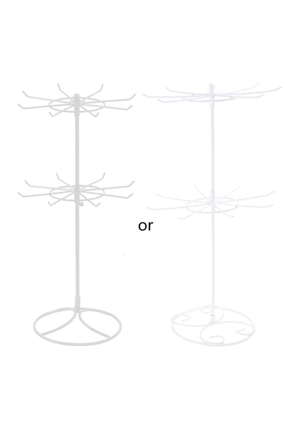 O 2-Tier Rotary-Jewelry Stand Rack Earrings Necklace Display Organizer Holder Rotating Durable Jewelry Rack Display Hanger