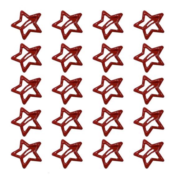 LICEWO 20 Pcs Sweet Cool Hair Clip Simple Lovely Hair Barrettes Red Star Hairpins