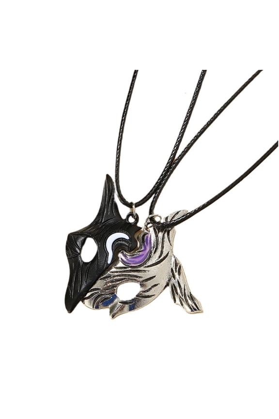 O 2Pcs Couple Necklace Clavicle Chain with Adjustable Strap Couple Lover Necklace Puzzle Matching Chains