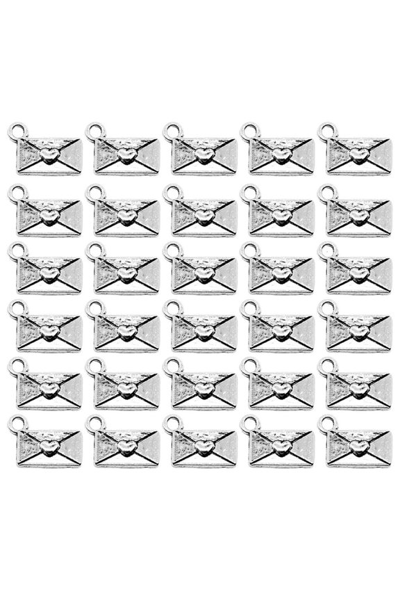 O 30pcs Eye Catching Love Letter Charm Antique Silver Color Accessory for DIY Jewelry Making and Individualized Crafting