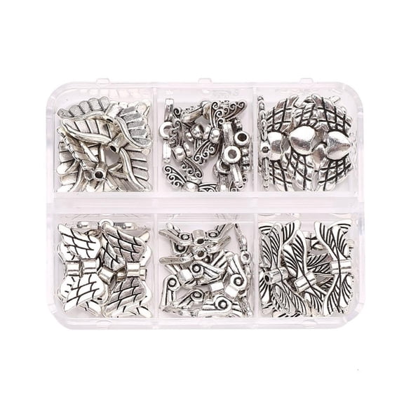 LICEWO 6/8 Styles Wing Beads Angel Wing Charm Alloy Spacer Bead Antique Silver Color for Necklace Bracelets Jewelry Making