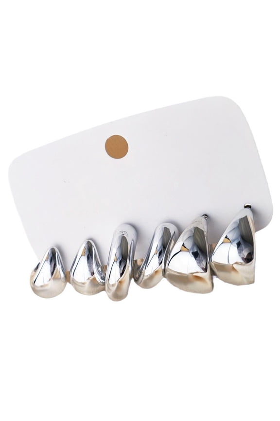 O 6 Pieces Versatile Acrylic C Shaped Earrings Water Drop Ear Rings Accessories