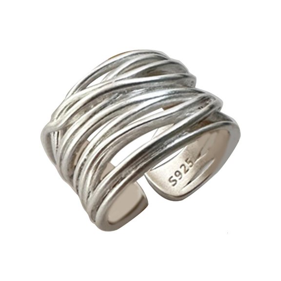 LICEWO Adjustable Crossovers Entwined Rings Fashionable Twisted Crosses Wrap Rings Adjustable Copper Rings Jewelry for Women