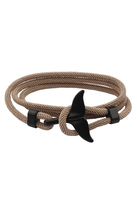 O Adjustable Milan-Cord Rope Chain Wristband Whale Tail Wrap Bracelet for Men