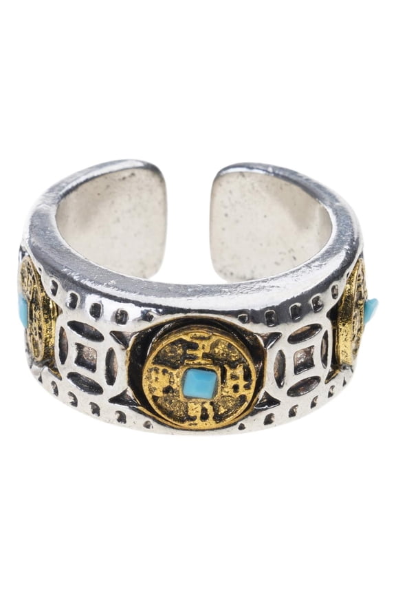 O Adjustable Spinning Coin Ring With Traditional Wealth Motifs Stress Relief Therapy Jewelry For Adults