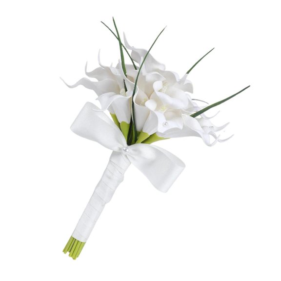 LICEWO Adjustable Stem White Bridal Arrangement Realistic Fabric Calla Ceremony