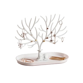 LICEWO Antler Tree Jewelry Rack with Tray Jewelry Hanging Tree Stand Organizer Display