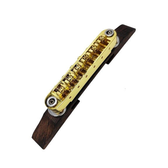 LICEWO Archtop Guitar Bridge Guitar Bridge Tailpiece with Golden Roller Saddles