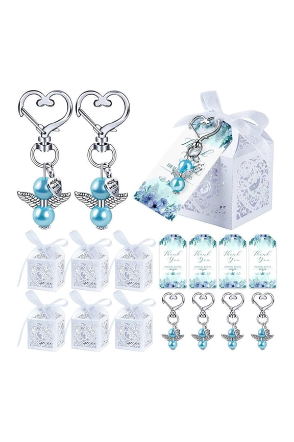 O Baptism Favor Boxes Kraft Paper Alloy Keys Rings Pendant Wedding Favor Gifts
