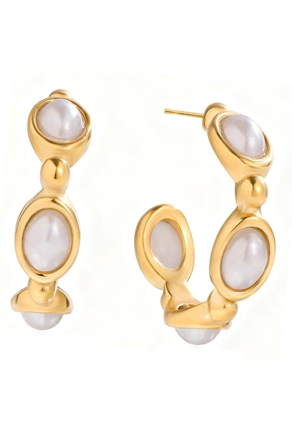 O Blue And Simulated Pearls Earrings Sturdy Stainless Steel Construction Fashionable Gift For Her