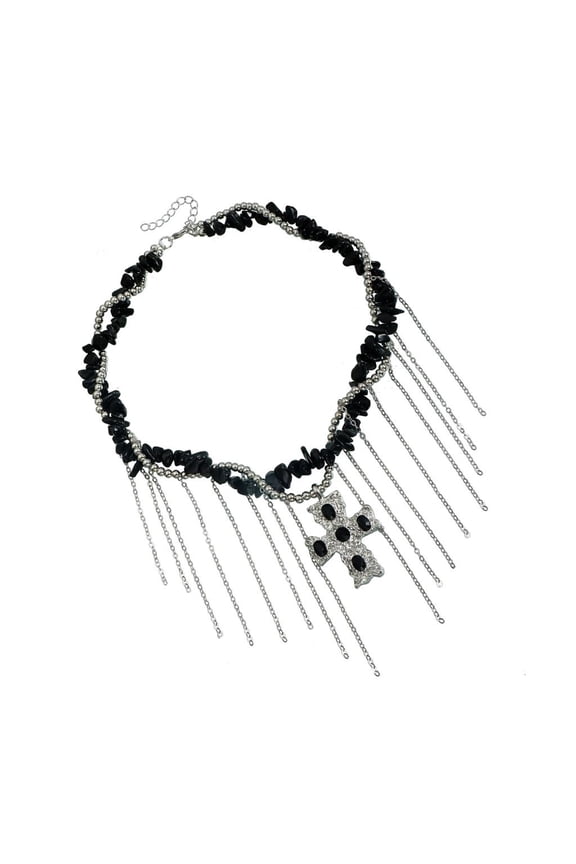 O Bold Dark Resin Crosses Necklace Edgy Fashion Jewelry For Women Gift Giving