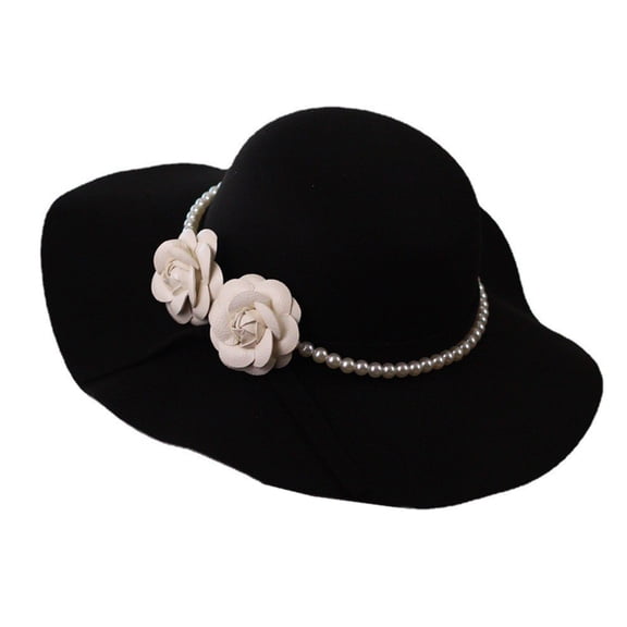 LICEWO Bridal Pearls Camellia Victorian Hat Fascinator Dark Hat Bachelorette Party