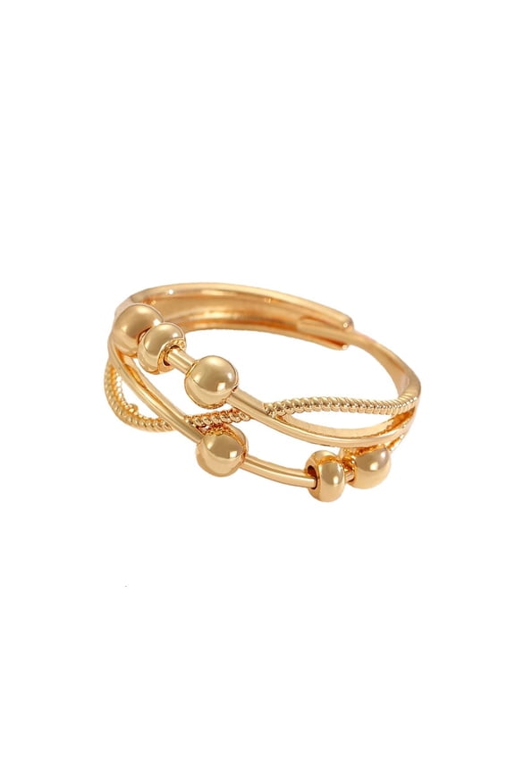 O Chic Multilayer Open Ring Anxiety Reducer Featuring Rotating Beads Perfect Gift