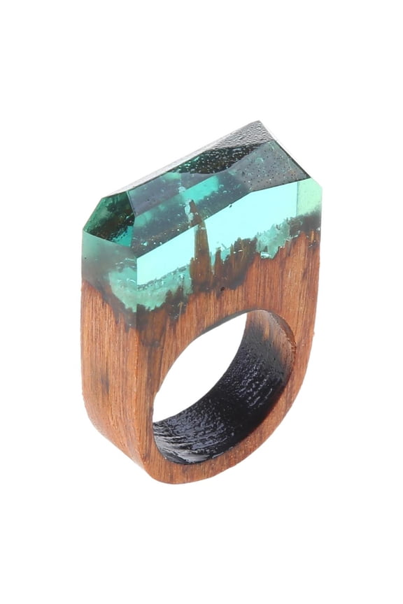 O Creative Secret Forest Scenery Ring Unadjustable Blue Color Ring Men's Hip Hop Festival Party Ring Gifts for Teens