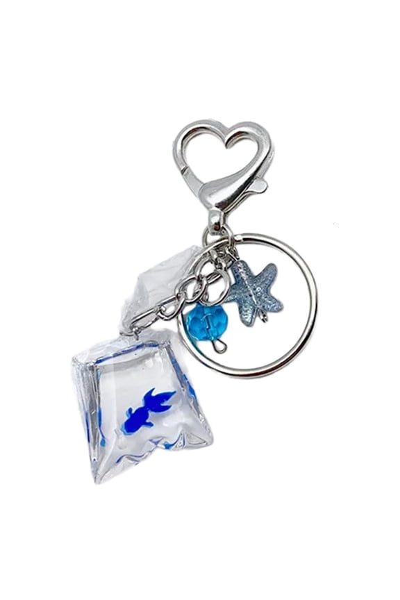 O Cute Cartoon Fish Charm Keychain Pet Starfish Hanging Ornament Keyring Lovely