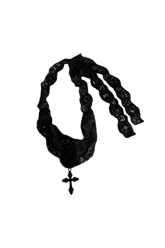 O Delicate Handmade Crochet Crosses Charm Necklace Adjustable Accessory