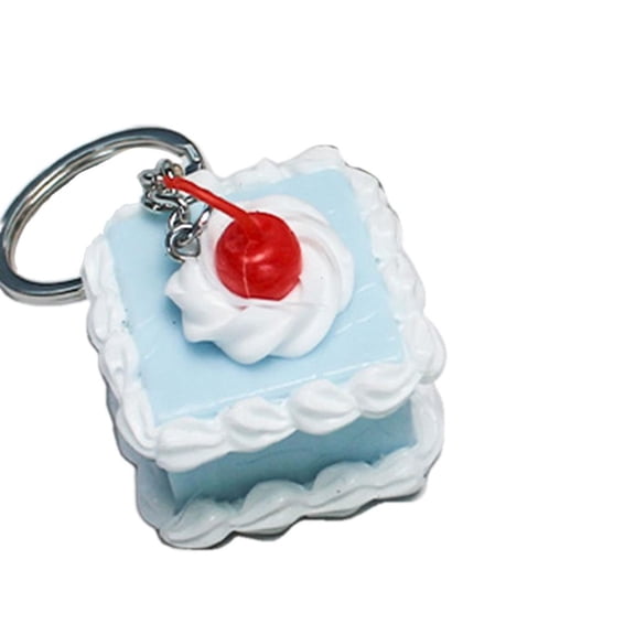 LICEWO Delightful Cake Keychain Simulation Food Keyrings Cream Dessert Model Key Holder