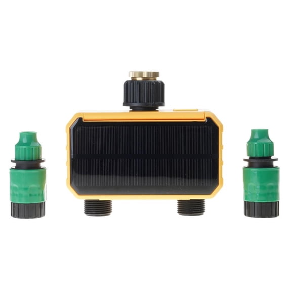 LICEWO Double Zone Garden Water Timer Valves Solar Charged with Intelligent Programming