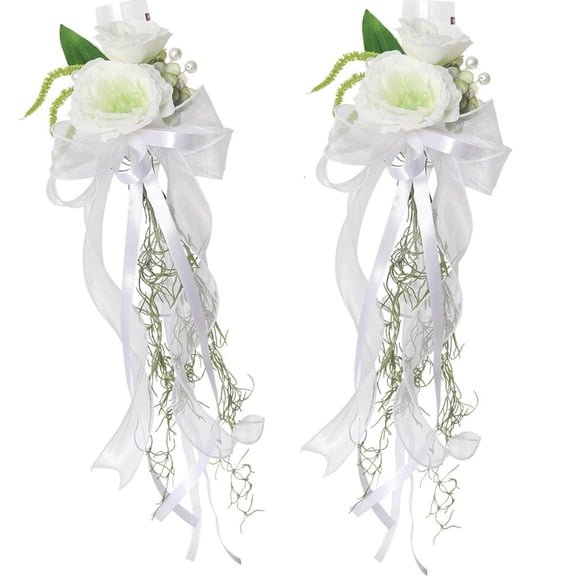 LICEWO Elegant Toasting Flute Decors for Weddings Soft Artificial Flowers Wedding Ceremony