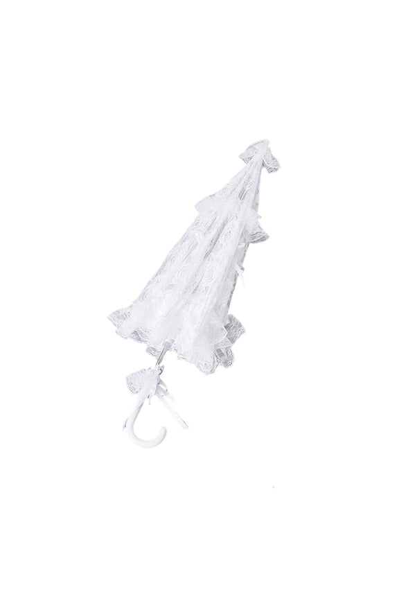 O Elegant White Lace Umbrella for TeaParty and Wedding Decor Rose Pattern Parasol for Bride Wedding Photography Props