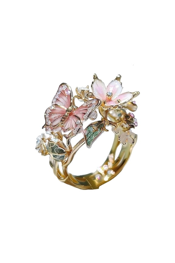 O Fashion Butterfly Rings Featuring Vibranting Drip Oil Alloy Construction For Everyday Elegant And Symbolic Charm