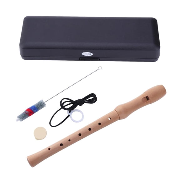 LICEWO German Fingering Treble Flute Soprano Wood Recorder Instrument C Key 8 Holes Clarinet with Cleaning Rod and Carry Case