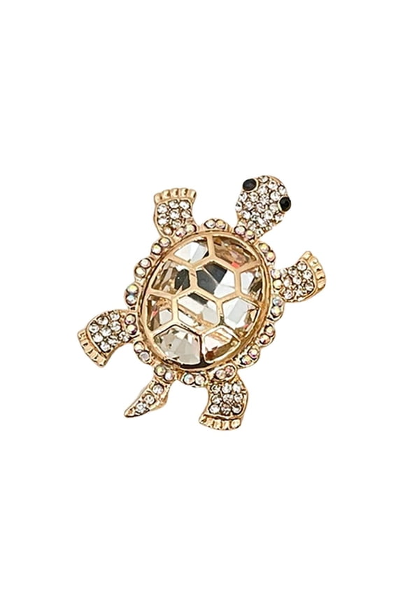 O Glittering Rhinestones Turtles Pin Alloy Crafted Brooch Evening Accessory Gift