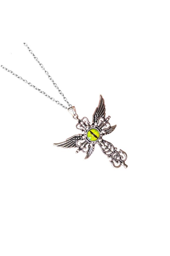 O Gothic Devil Wing Crosses Necklace Adjustable Chain Punk Fashion Neck Jewelry