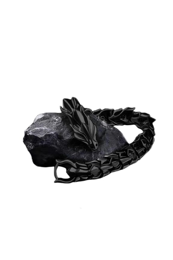 O Hip Hop Gothic Dragon Bone Cuff Bracelet for Men Antique Silver Jewelry