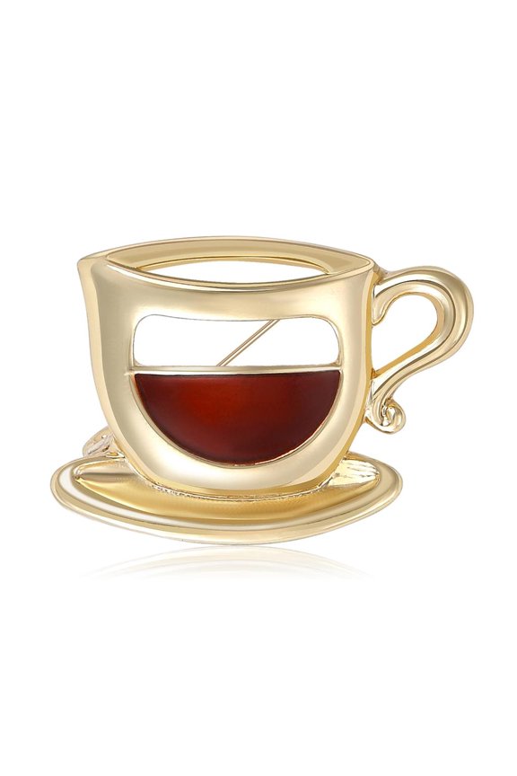 O Hollow Alloy Coffee Cup Brooch Lightweight Pin Elegant Badge for Clothing Bag