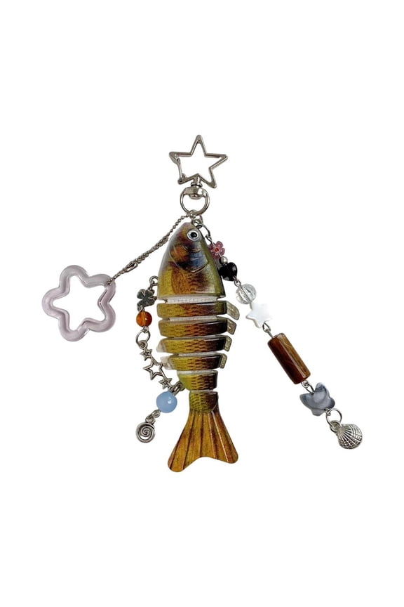 O Lifelike Moving Fish Lure Keychain Key Holder Decoration For Angling Hobbyists