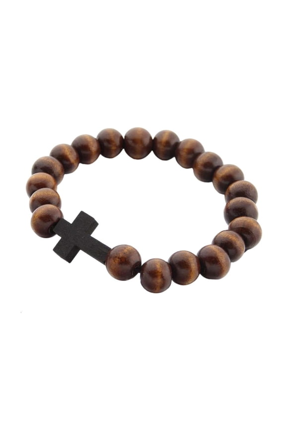 O Lightweight Wooden Crosses Bead Bracelet Allergy Safe Design Christian Wooden Hand Chain For Spiritual Everyday Accessory